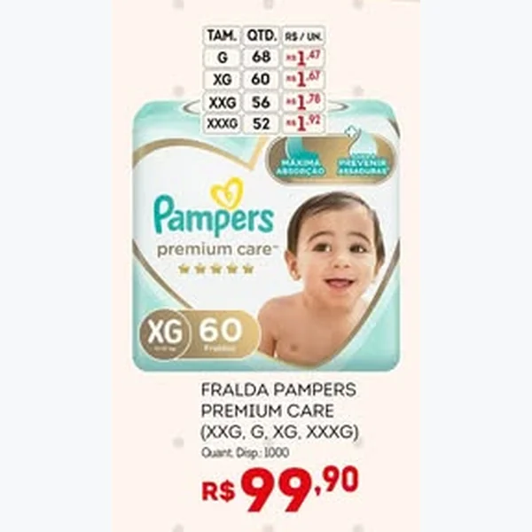 Fralda Premium Care Pampers
