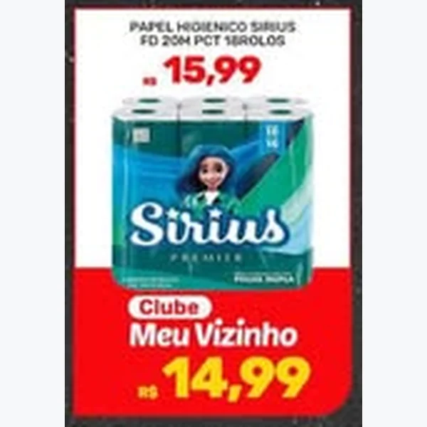 Recorte do encarte de Papel Higiênico Folha Dupla Sirius 18 un × 20 un