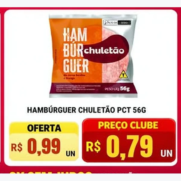 Recorte do encarte de Hambúrguer Chuletão 56 g