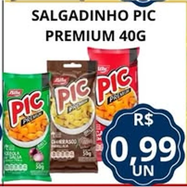 Recorte do encarte de Salgadinho Premium Pic 40 g