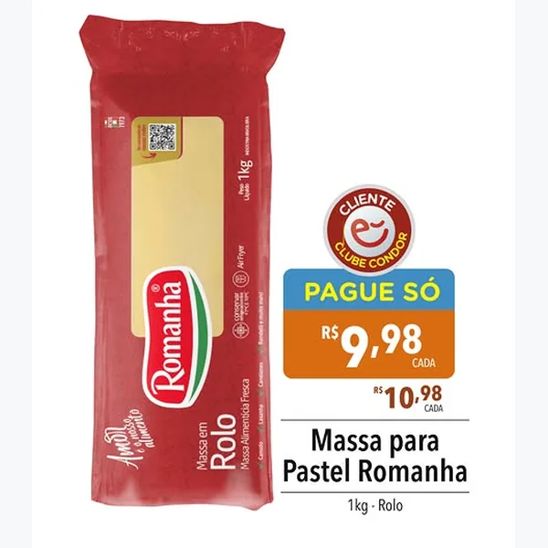 Recorte do encarte de Massa para Pastel Romanha 1 kg