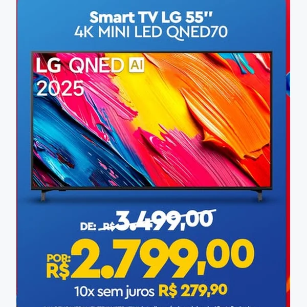 Recorte do encarte de Smart Tv 55" 4k Mini Led Qned70 LG