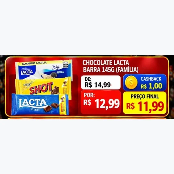 Recorte do encarte de Chocolate Barra Lacta 145 g