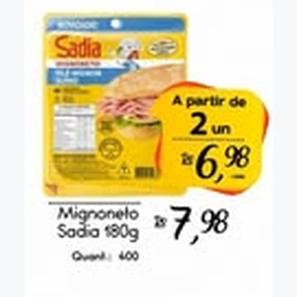 Recorte do encarte de Mignoneto Sadia 180 g