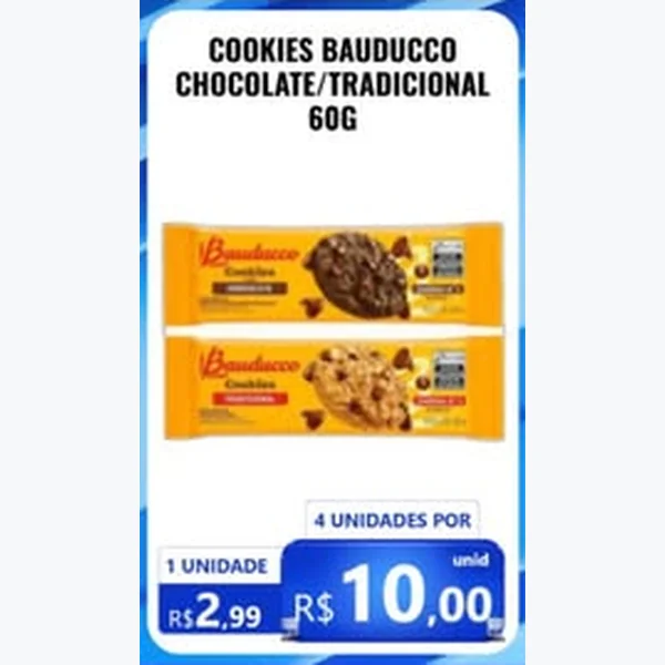 Recorte do encarte de Cookies Chocolate Bauducco 60 g