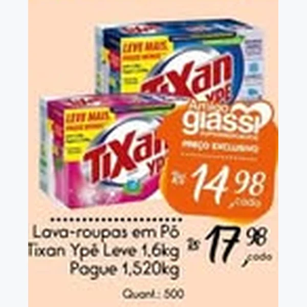Recorte do encarte de Lava-roupas em Pó Tixan Ypê 1,52 kg