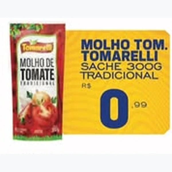 Recorte do encarte de Molho de Tomate Tomarelli 300 g