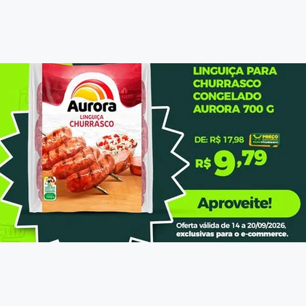 Linguiça para Churrasco Congelada Aurora 700 g