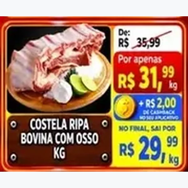 Recorte do encarte de Costela Ripa Bovina com Osso