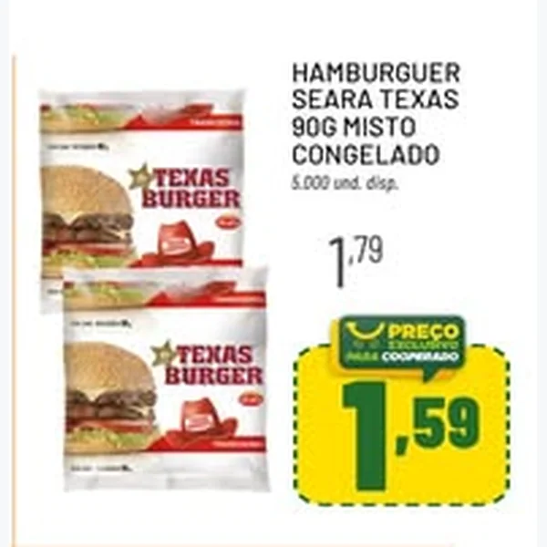 Recorte do encarte de Hamburguer Misto Congelado Seara 90 g