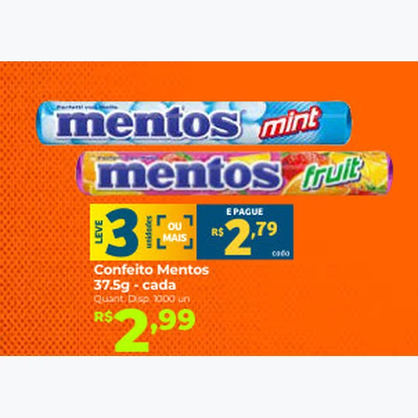 Recorte do encarte de Confeito Mint Mentos 37,5 g