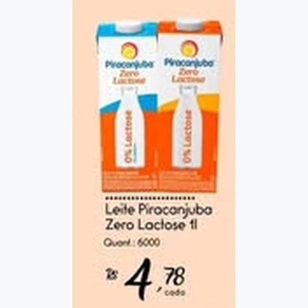 Recorte do encarte de Leite Zero Lactose Piracanjuba 1 L