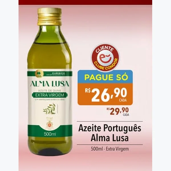 Recorte do encarte de Azeite de Oliva Extra Virgem Alma Lusa 500 ml