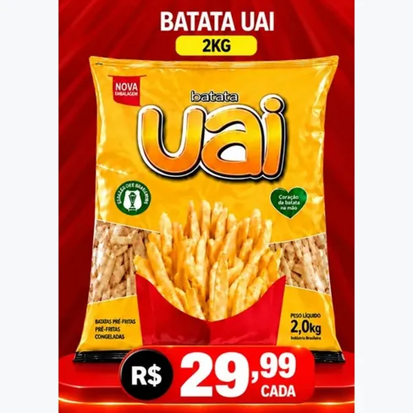 Batata Pré-frita Congelada Uai 2 kg