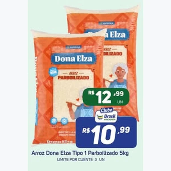Recorte do encarte de Arroz Tipo 1 Parboilizado Dona Elza 5 kg