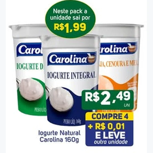 Iogurte Integral Carolina 160 g