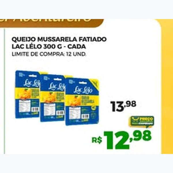 Queijo Mussarela Fatiado Lac Lélo 300 g