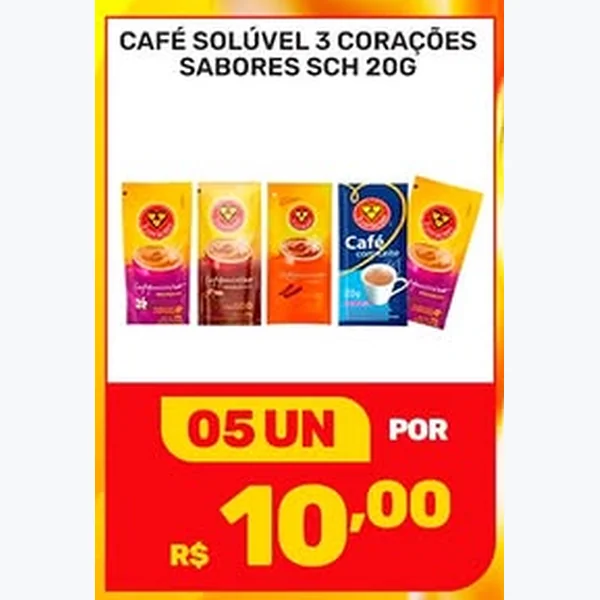 Recorte do encarte de Café Solúvel 3 Corações 20 g