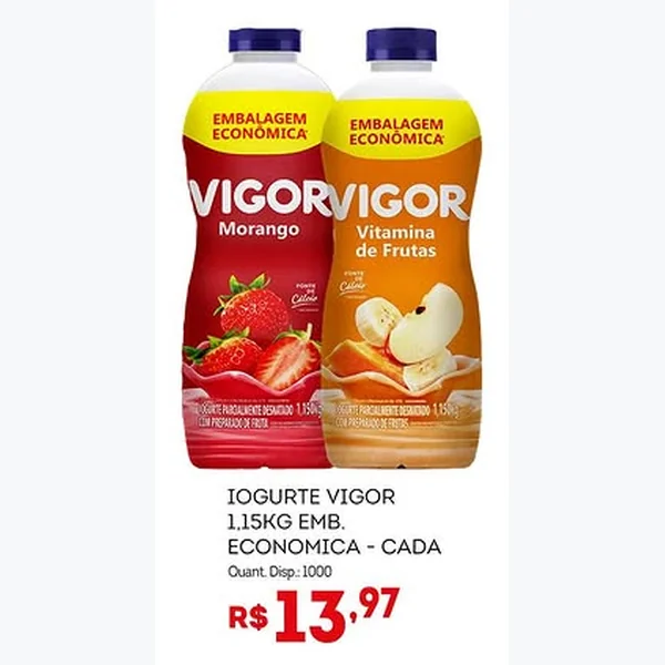 Recorte do encarte de Iogurte Morango Vigor 1,15 kg