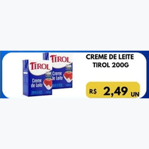 Recorte do encarte de Creme de Leite Tirol 200 g