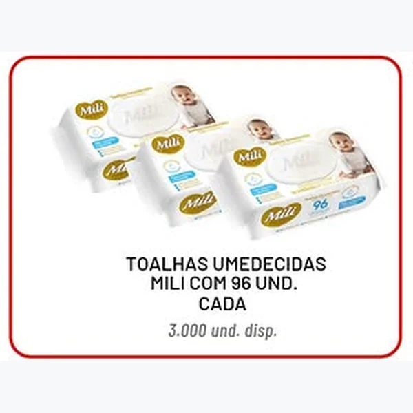 Recorte do encarte de Toalhas Umedecidas Mili 96 un
