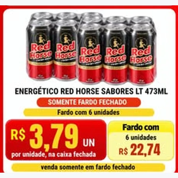 Recorte do encarte de Energético Red Horse 6 un × 473 ml