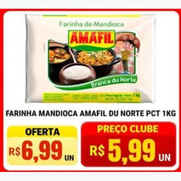 Recorte do encarte de Farinha de Mandioca Branca do Norte Amafil 1 kg