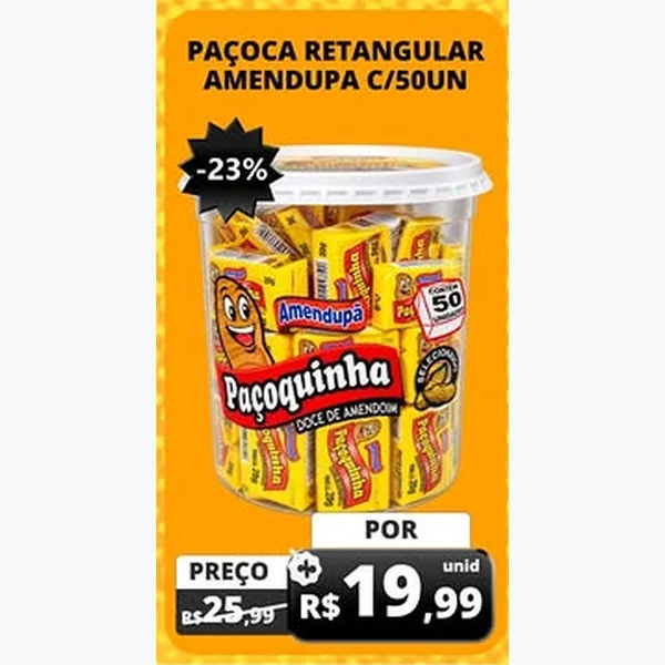 Paçoca Retangular Amendupa 50 un