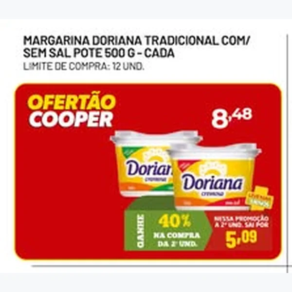 Recorte do encarte de Margarina Tradicional Doriana 500 g