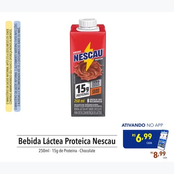 Recorte do encarte de Bebida Láctea Proteica Nescau 250 ml