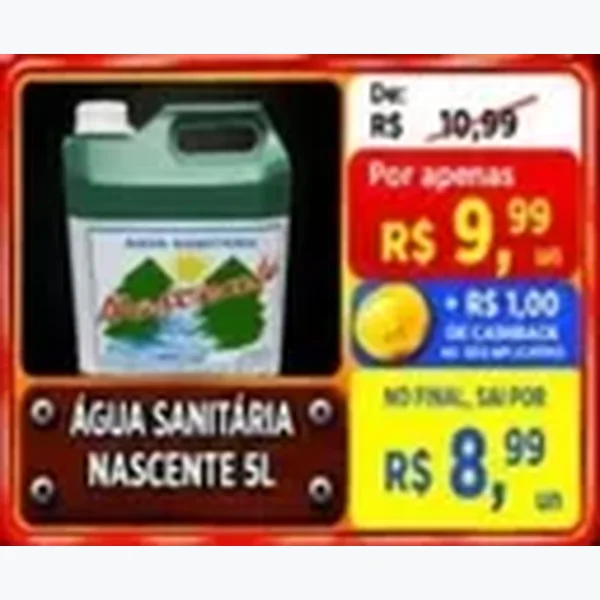 Recorte do encarte de Água Sanitária Nascente 5 L