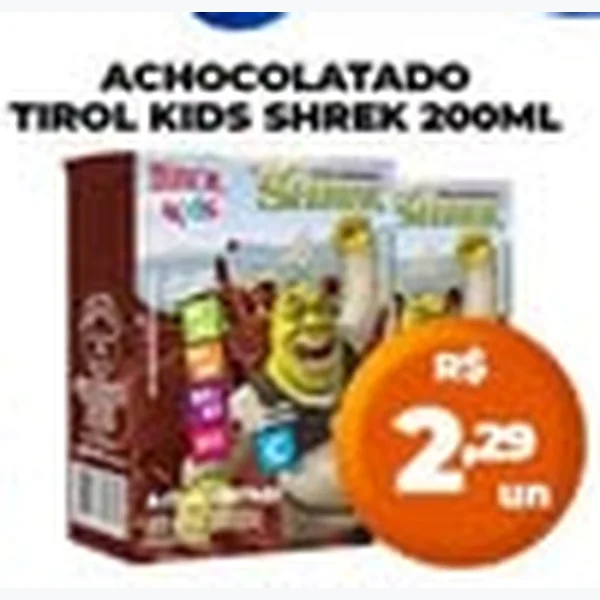 Recorte do encarte de Achocolatado Tirol Kids 200 ml