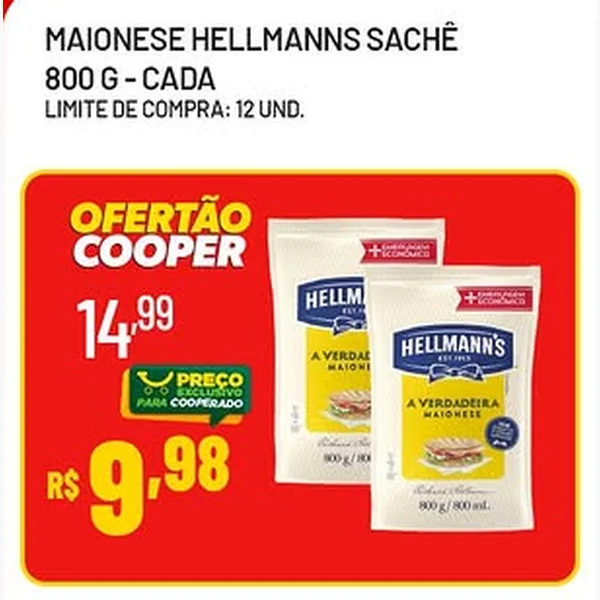 Recorte do encarte de Maionese Sachê Hellmanns 800 g