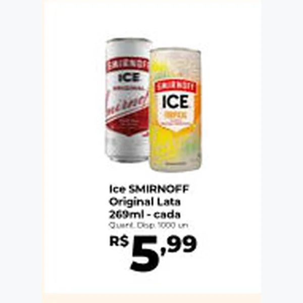 Recorte do encarte de Ice Original Lata Smirnoff 269 ml