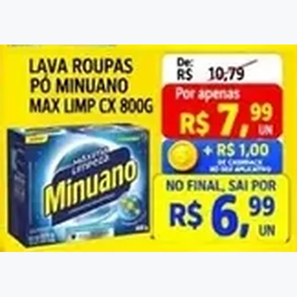 Recorte do encarte de Lava Roupas Pó Minuano Max Limp 800 g