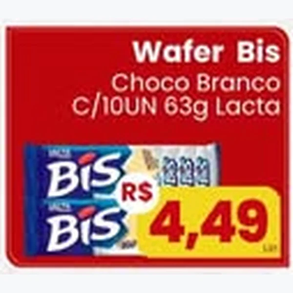Recorte do encarte de Wafer Choco Branco Lacta 10 un × 63 g
