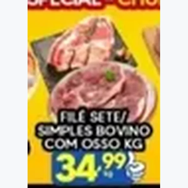 Recorte do encarte de Filé Sete Simples Bovino com Osso