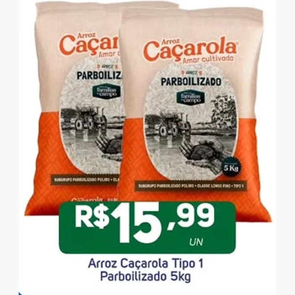 Recorte do encarte de Arroz Parboilizado Tipo 1 Caçarola 5 kg
