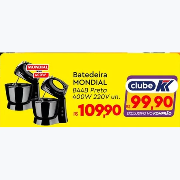 Batedeira B44b Preta 400w 220v MONDIAL