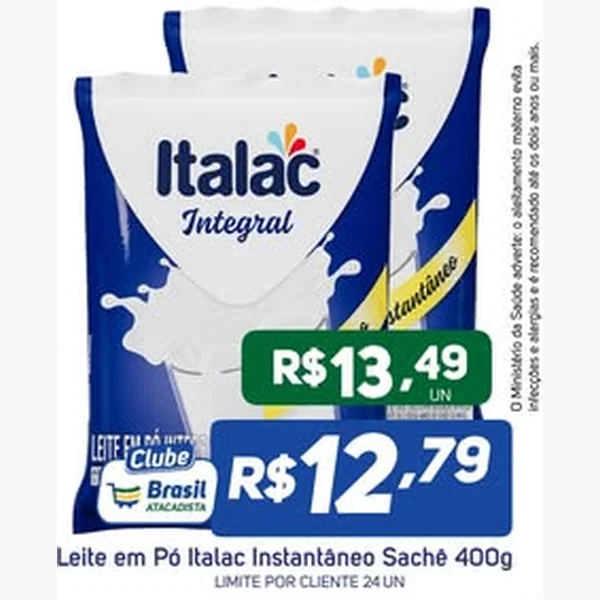 Leite em Pó Instantâneo Italac 400 g