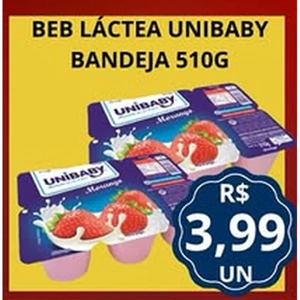 Recorte do encarte de Bebida Láctea Unibaby 510 g