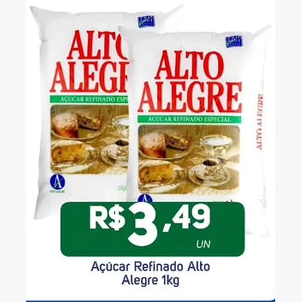 Recorte do encarte de Açúcar Refinado Especial Alto Alegre 1 kg