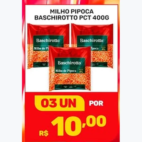 Recorte do encarte de Milho para Pipoca Baschirotto 400 g