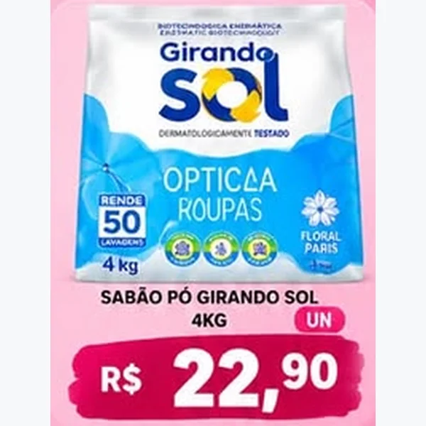 Recorte do encarte de Sabão em Pó Girando Sol 4 kg