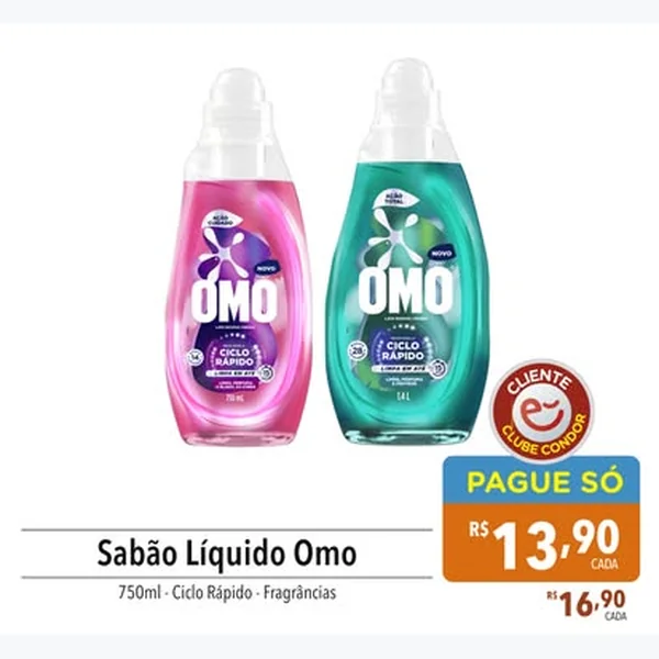 Sabão Líquido Ciclo Rápido Omo 750 ml