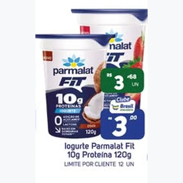 Recorte do encarte de Iogurte Fit 10g Proteína Parmalat 120 g