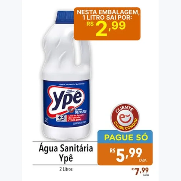 Recorte do encarte de Água Sanitária Ypê 2 L