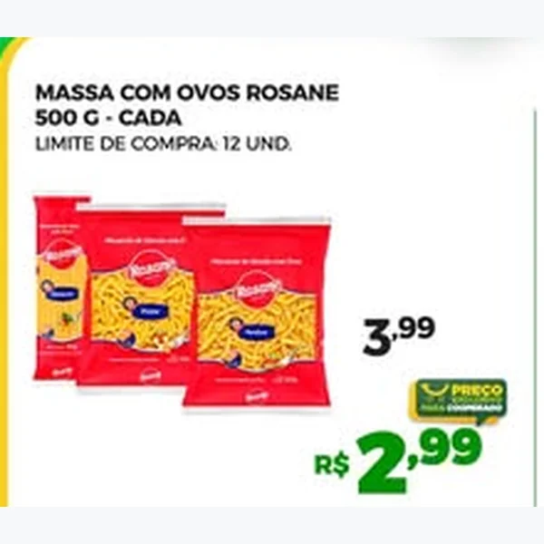 Recorte do encarte de Massa com Ovos Rosane 500 g