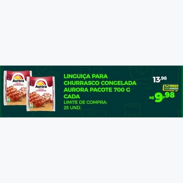 Recorte do encarte de Linguiça para Churrasco Congelada Aurora 700 g