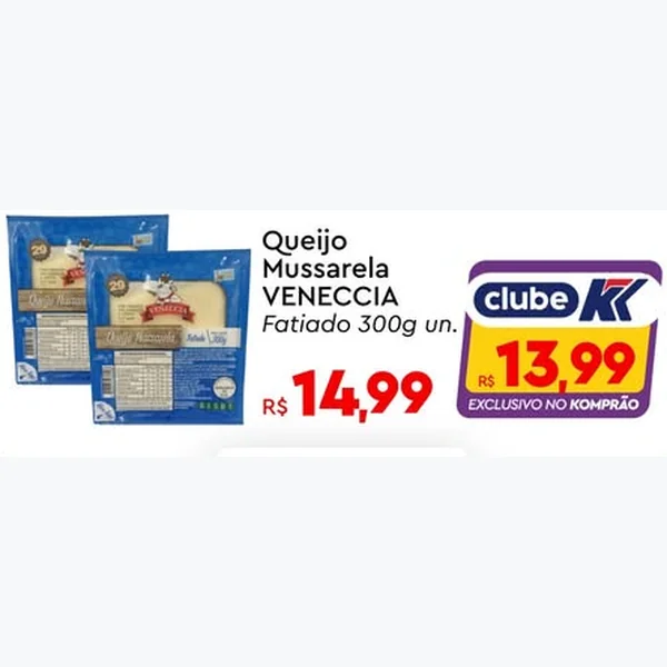 Recorte do encarte de Queijo Mussarela Veneccia 300 g